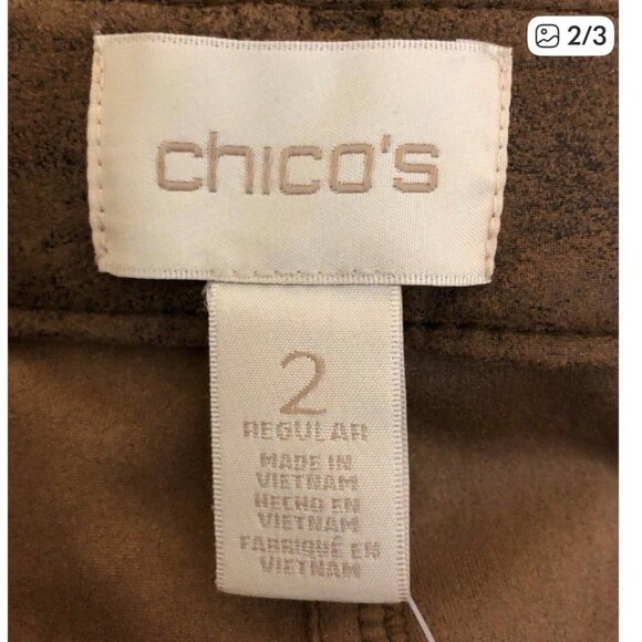 Chico's Faux Suede Camel Color Straight Leg Pants - Size 2 (L) Western EUC - Picture 5 of 8